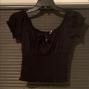 Black Romantic Neckline crop top